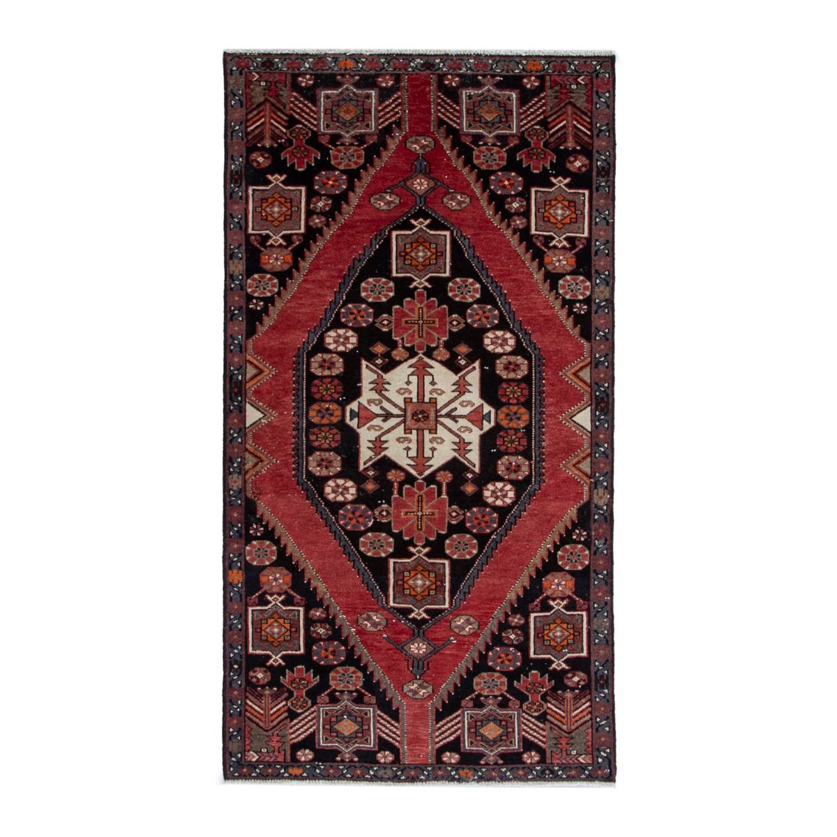 Persian Saveh accent rug in burgundy and black cherry, 3'5" x 6'1"