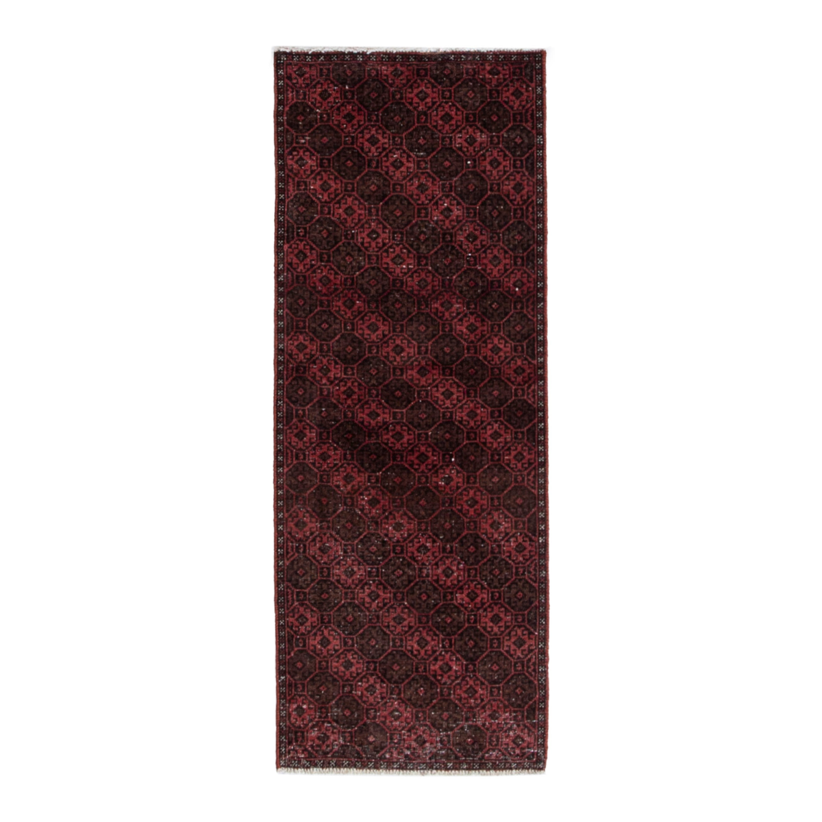 Persian Baluch accent rug in burgundy and faded red, 1'11" x 5'3"