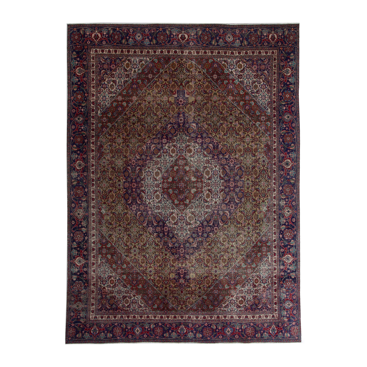 Persian Tabriz oversized rug in brown and burgundy, 9'3" x 12'
