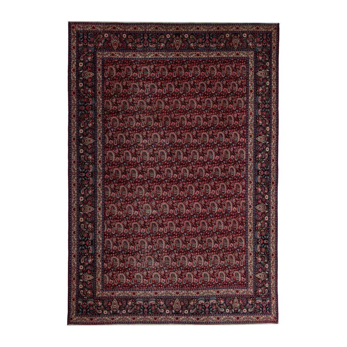 Persian Birjand oversized rug in burgundy and navy, 9'5" x 12'8"