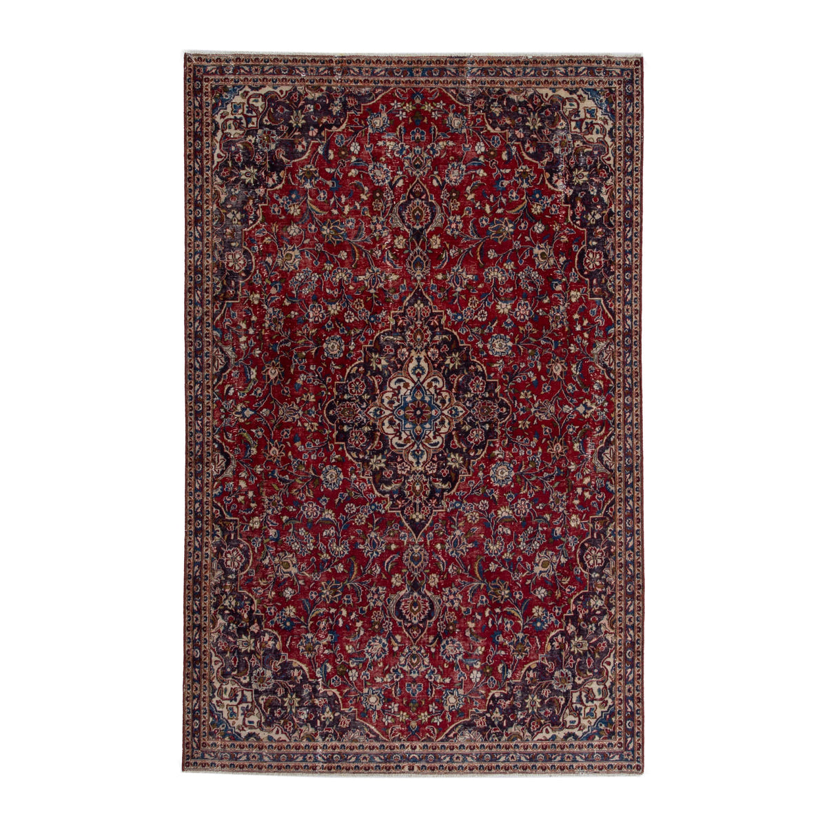 Persian Mashhad oversized rug in deep red and black cherry, 7'1" x 10'7"
