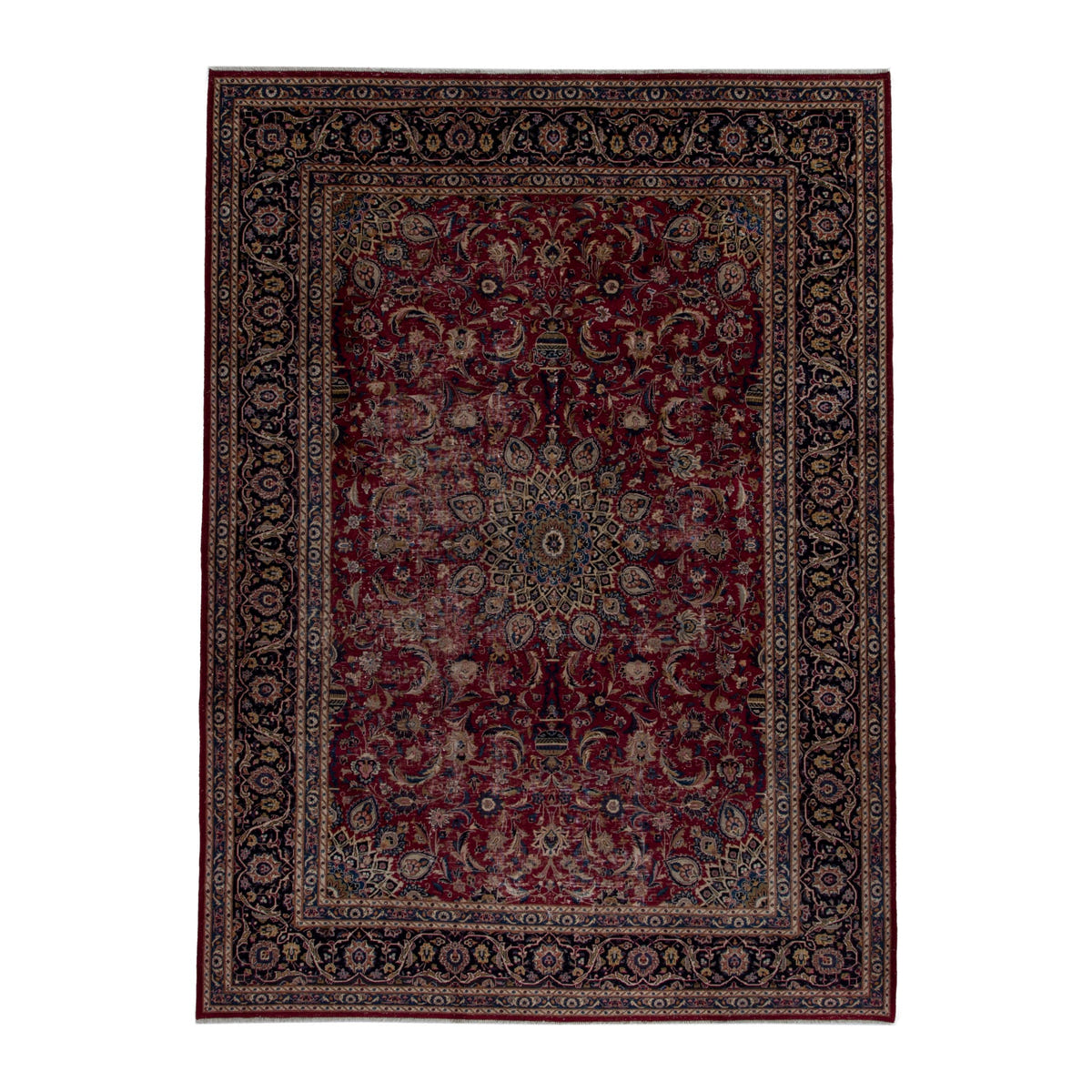 Persian Mashhad oversized rug in burgundy and black cherry, 8'6" x 11'8"
