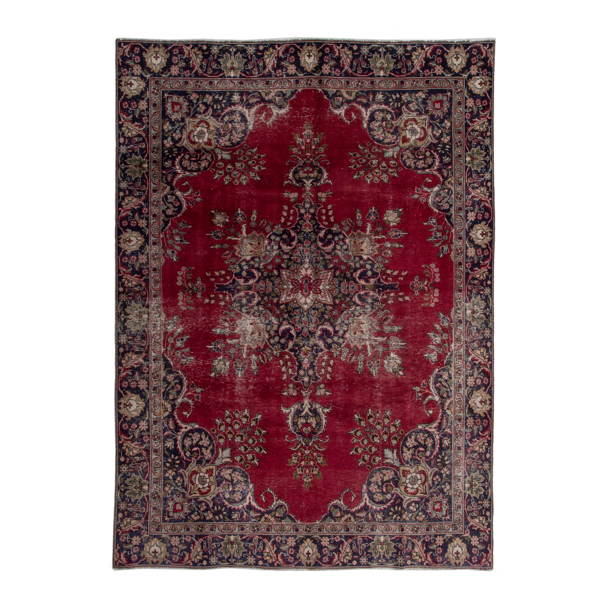 Persian Tabriz oversized rug in deep red and navy, 8'2" x 11'4"