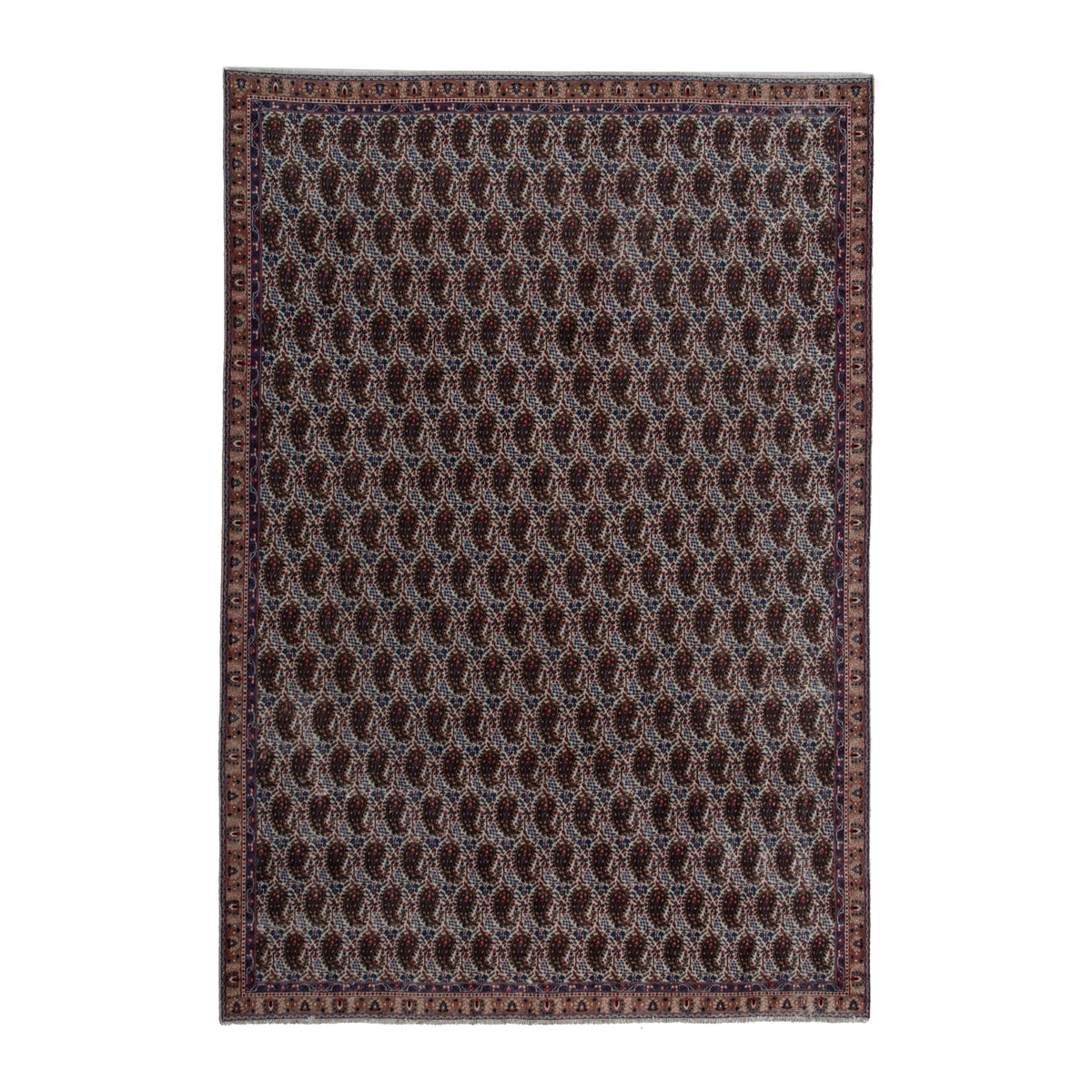 Persian Birjand area rug in dark brown and terracotta, 6'10" x 9'11"