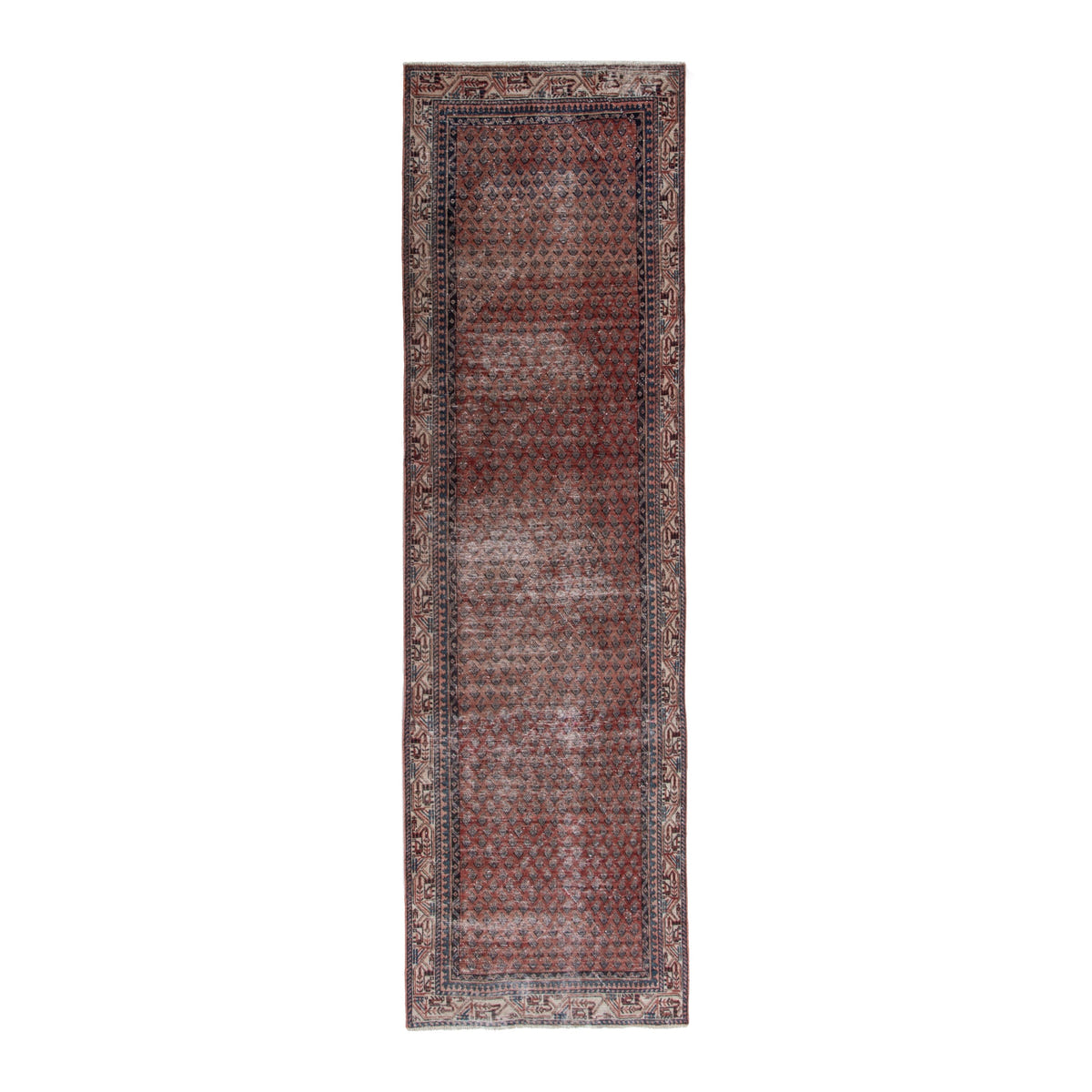 Persian Arak runner rug in burgundy and faded red, 3'3" x 10'7"