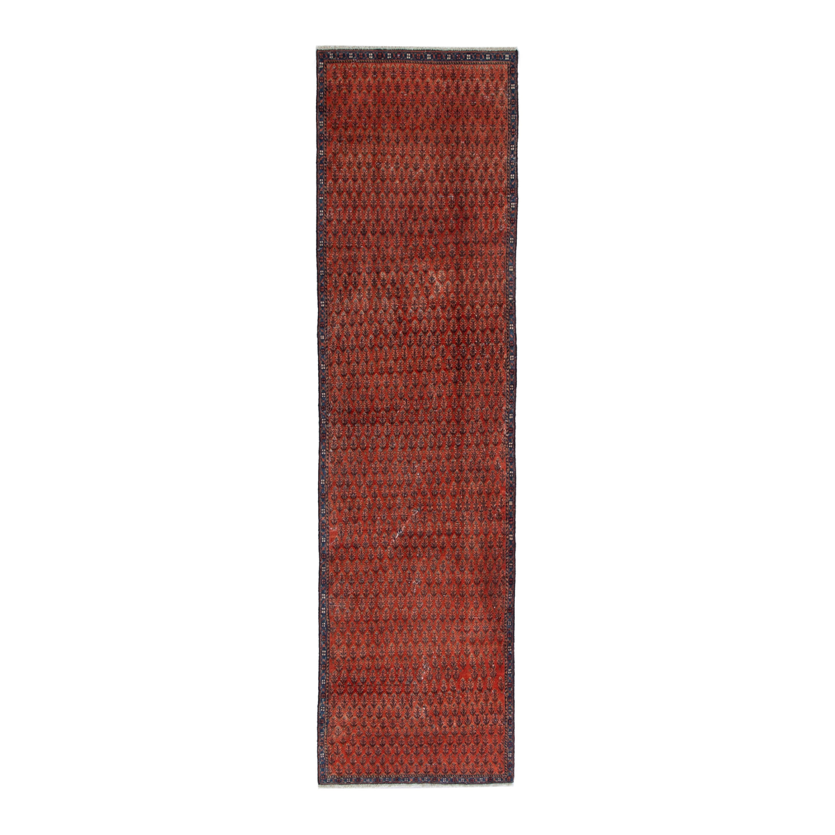 Persian Botteh runner rug in faded red and charcoal, 2'8" x 8'11"