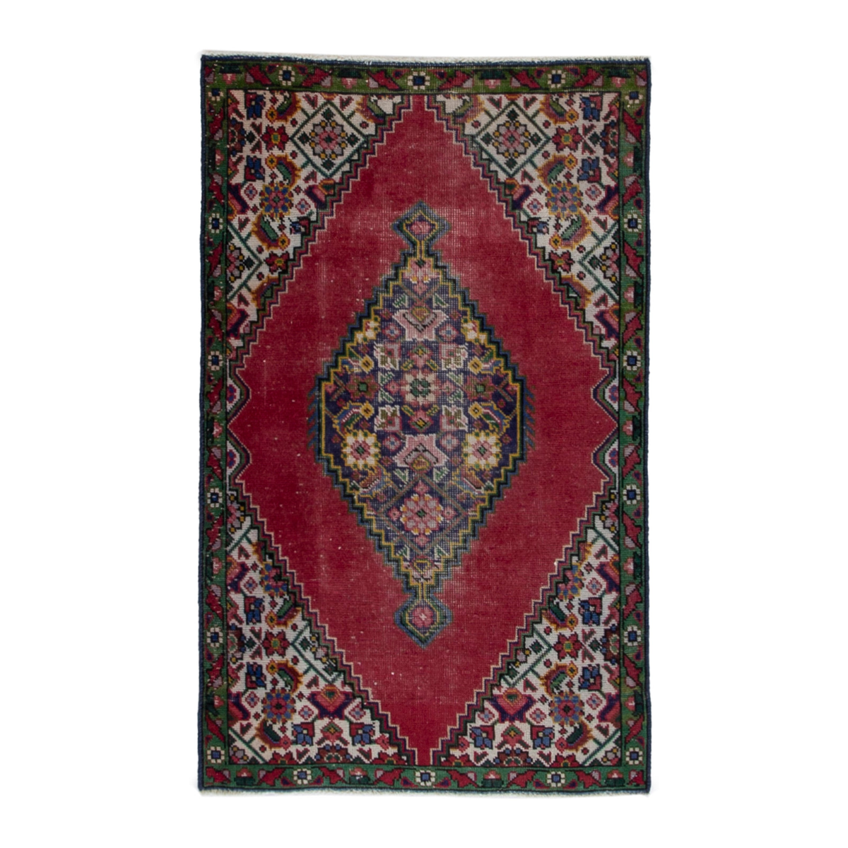 Persian Tabriz accent rug in deep red and cream, 3'5" x 4'11"
