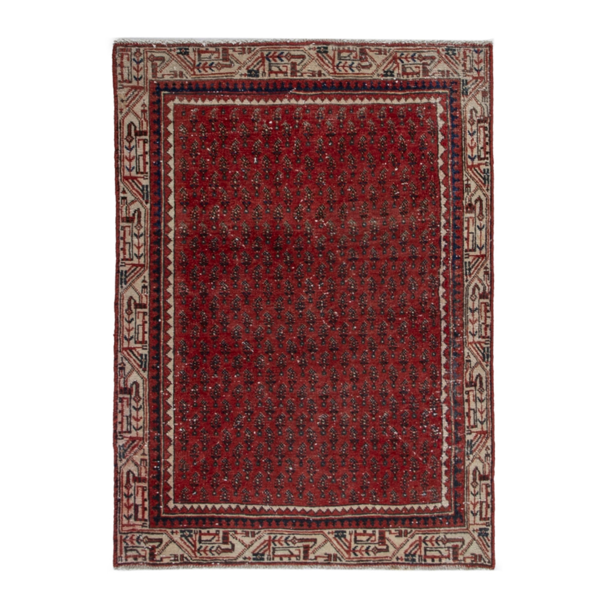 Persian Arak accent rug in deep red and beige, 3'5" x 4'9"