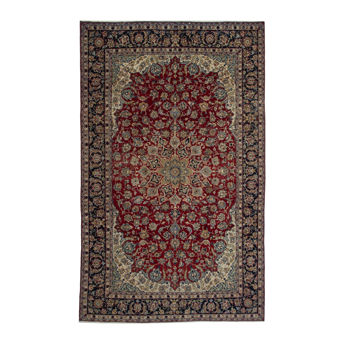 Persian Najafabad oversized rug in deep red and navy, 7'8" x 11'10"