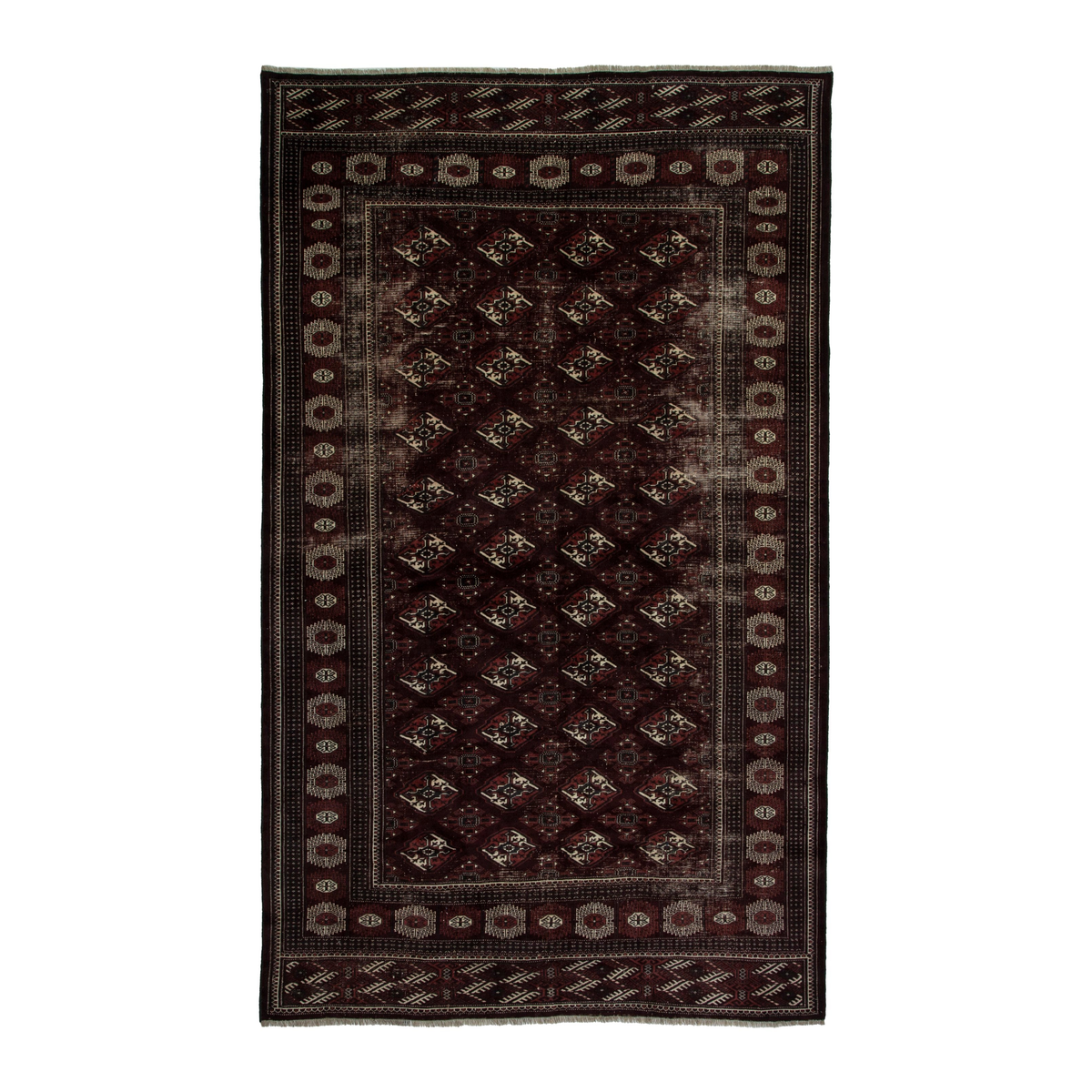 Persian Torkaman oversized rug in burgundy and cream, 8' x 13'