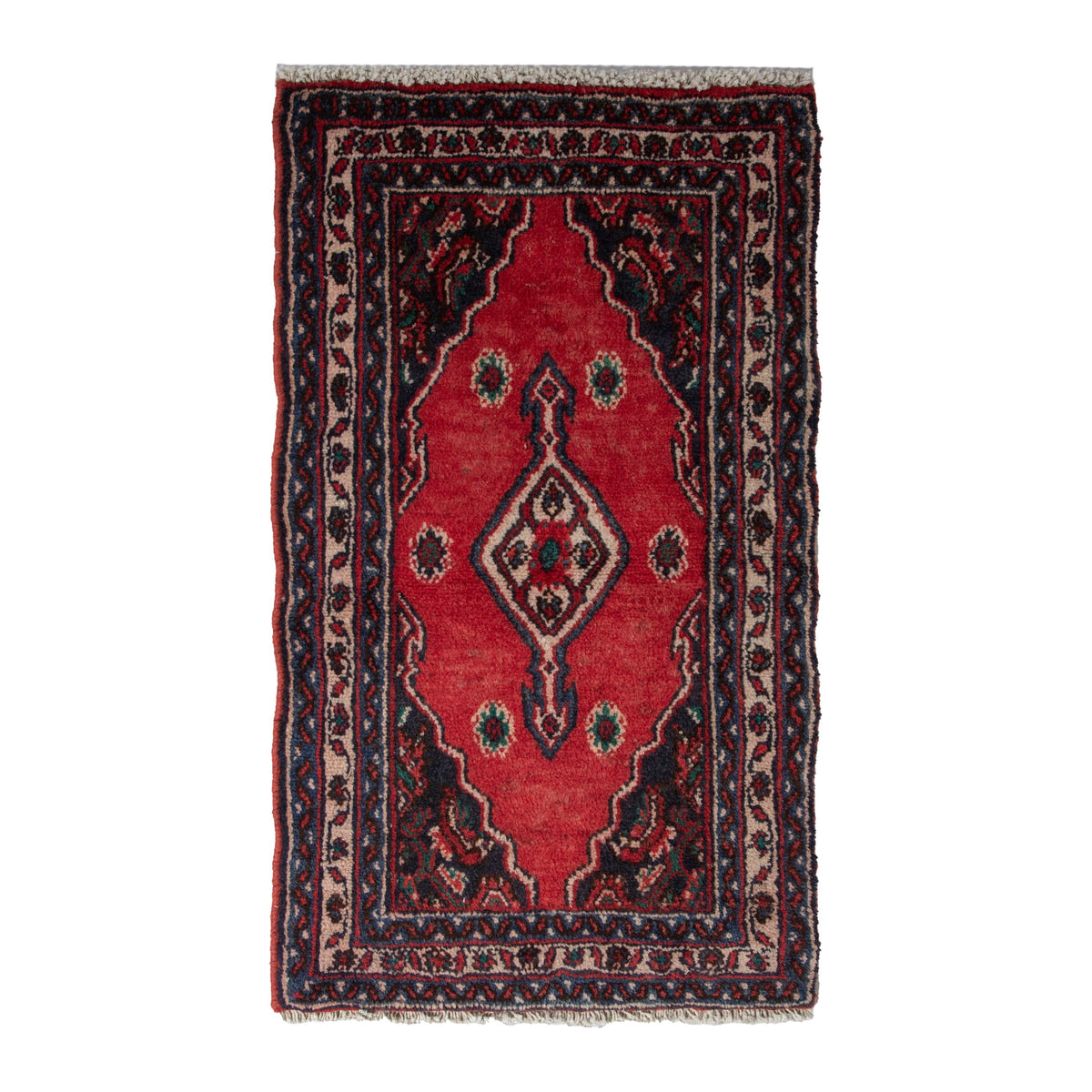 Persian Hamedan accent rug in deep red and burgundy, 2'2" x 3'6"