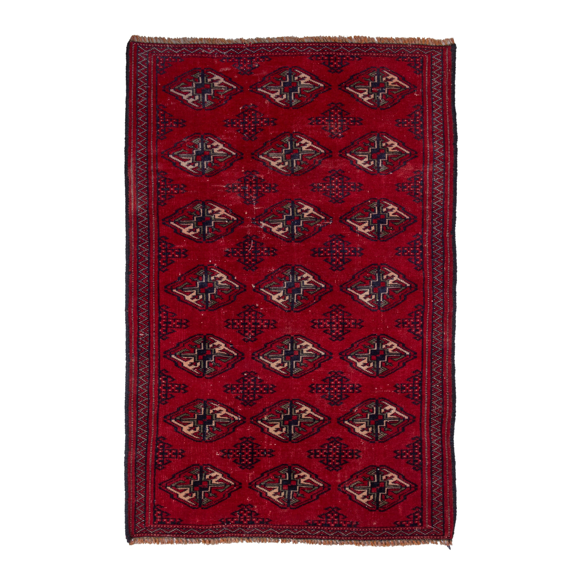 Persian Torkaman accent rug in deep red and burgundy, 2'2" x 3'6"