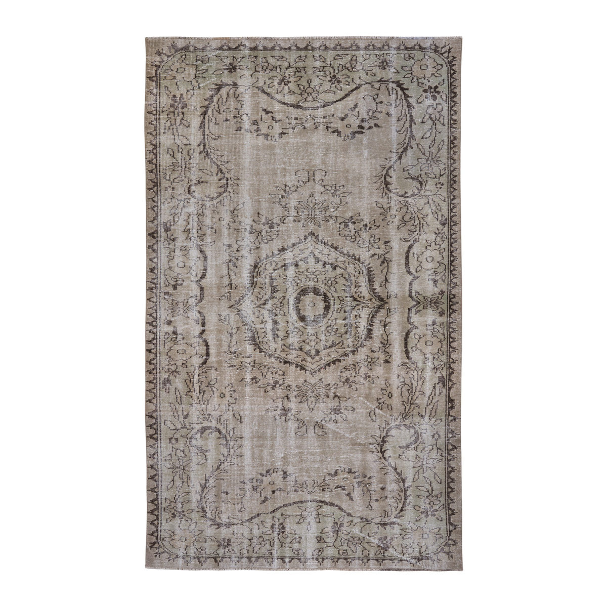 Turkish Manisa area rug in cream and greige, 6' x 9'11"