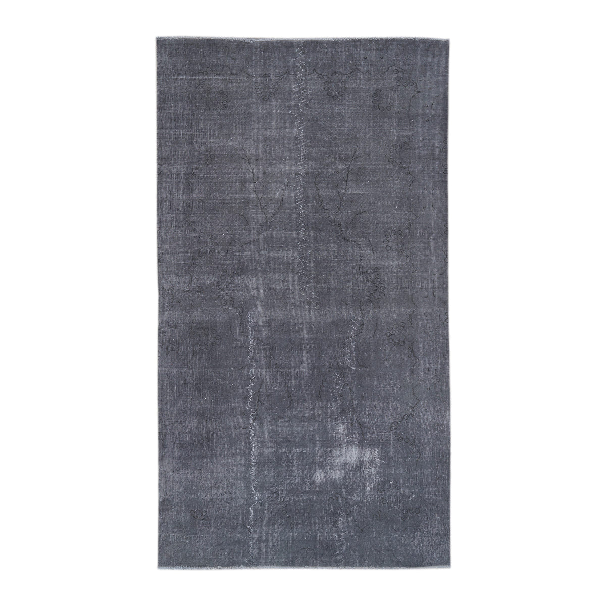 Turkish Isparta area rug in charcoal and mid gray, 5' x 8'10"