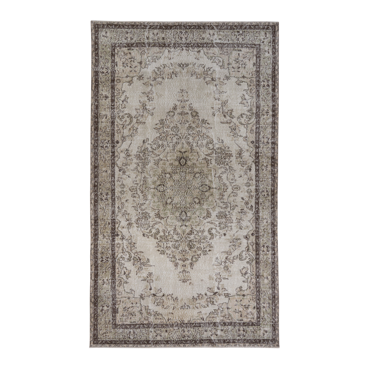 Turkish Isparta area rug in cream and taupe, 5'7" x 9'9"
