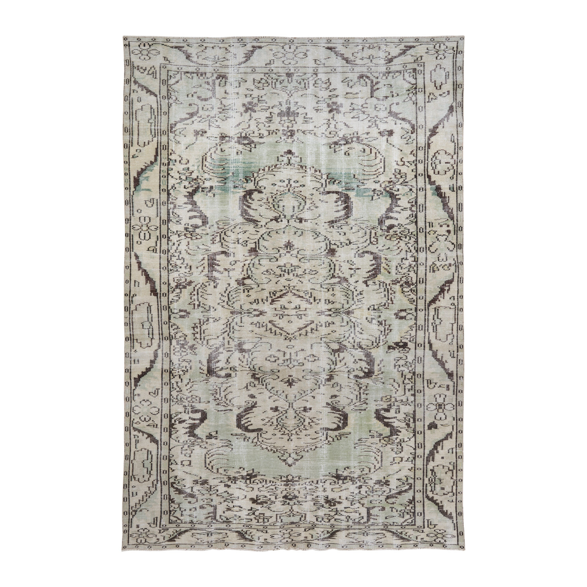 Turkish Manisa area rug in cream and taupe, 6'2" x 9'7"