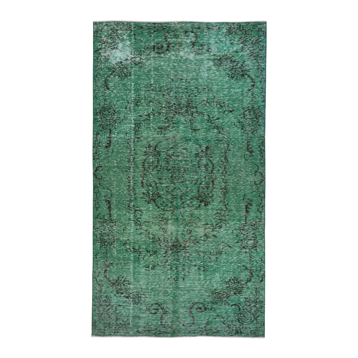 Turkish Manisa area rug in sage and charcoal, 4'8" x 8'8"