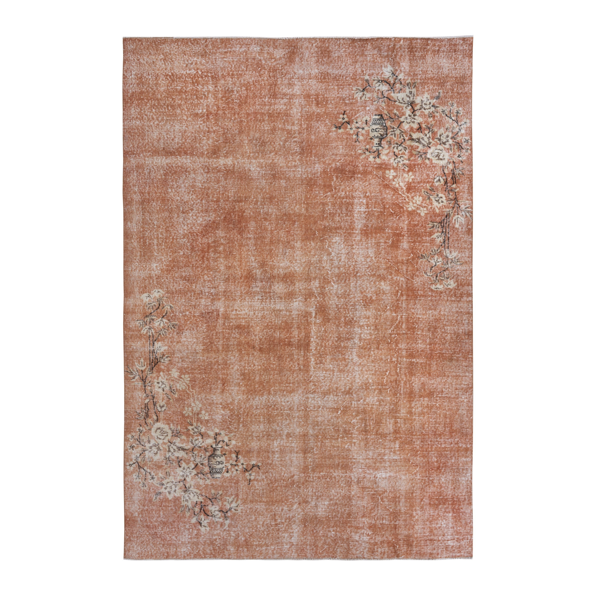Turkish Isparta area rug in terracotta and cream, 6'11" x 10'2"