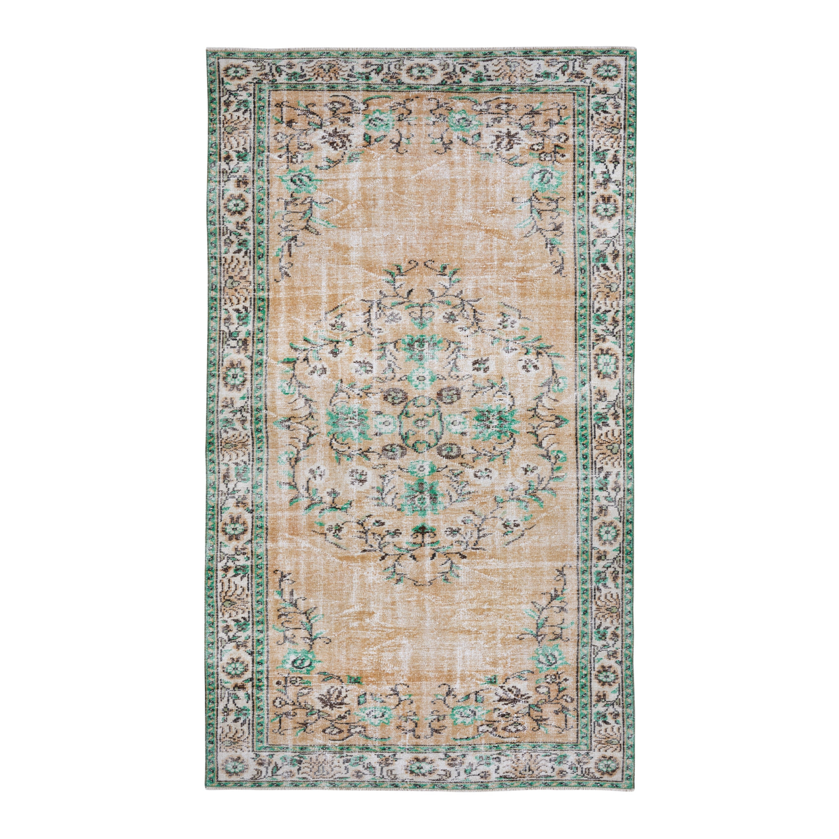 Turkish Manisa area rug in tan and cream, 5'7" x 9'7"