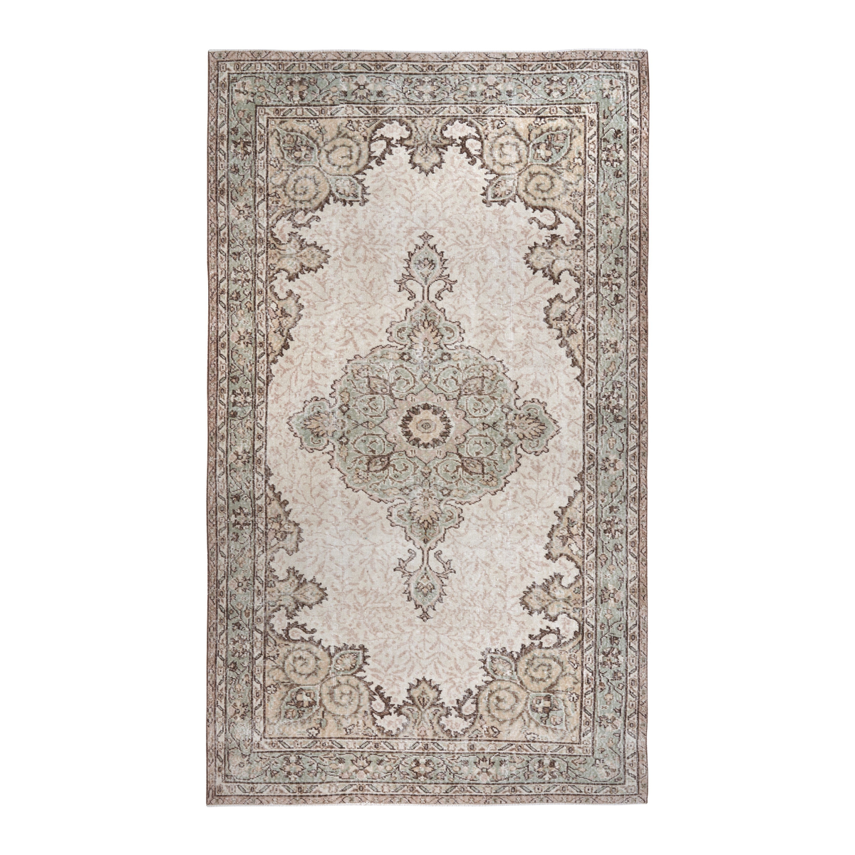 Turkish Isparta area rug in cream and taupe, 5'7" x 9'7"