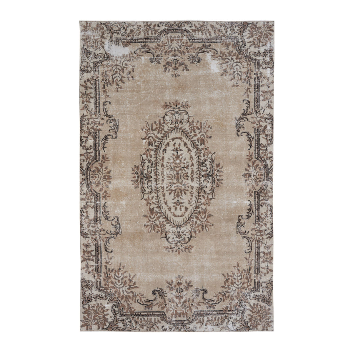 Turkish Isparta area rug in cream and taupe, 6'2" x 9'10"