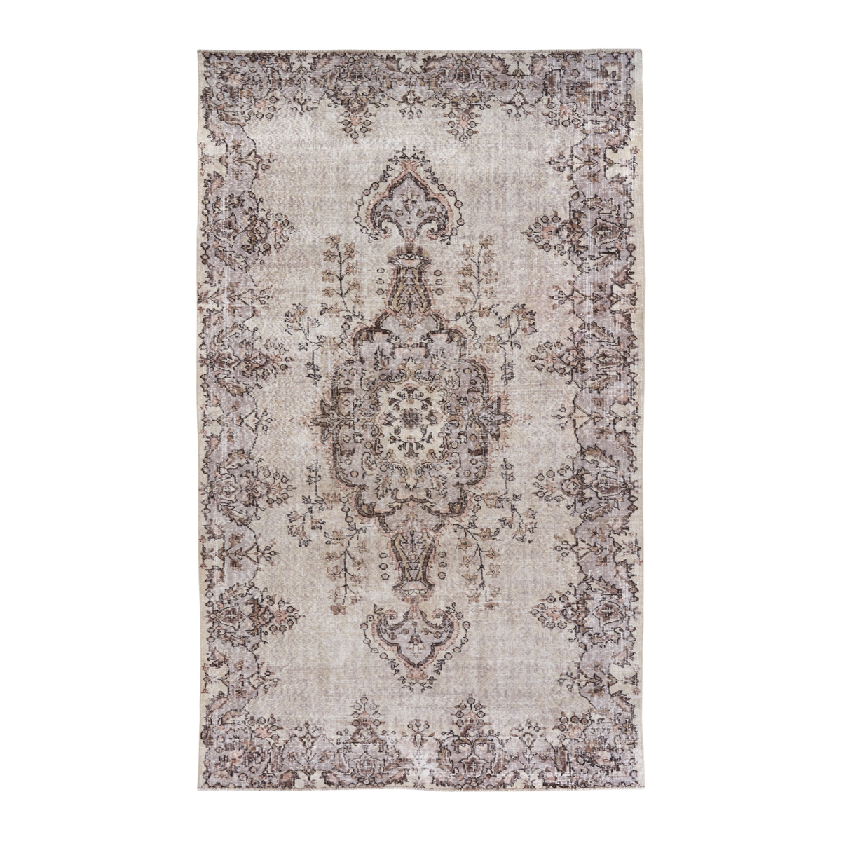 Turkish Isparta area rug in taupe and greige, 5'8" x 9'5"