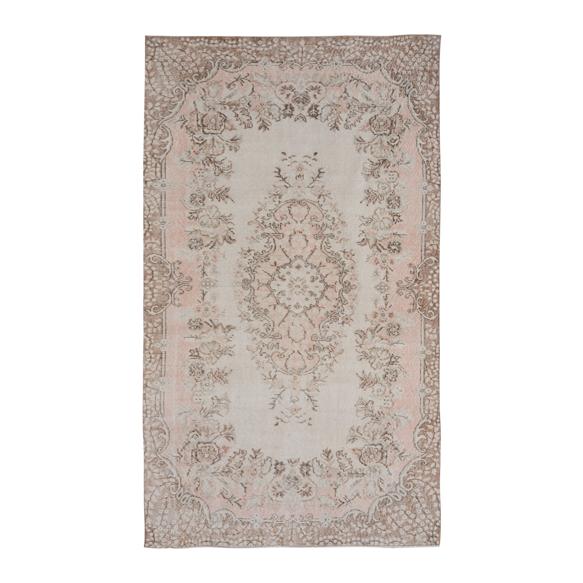 Turkish Isparta area rug in cream and taupe, 5'8" x 9'7"
