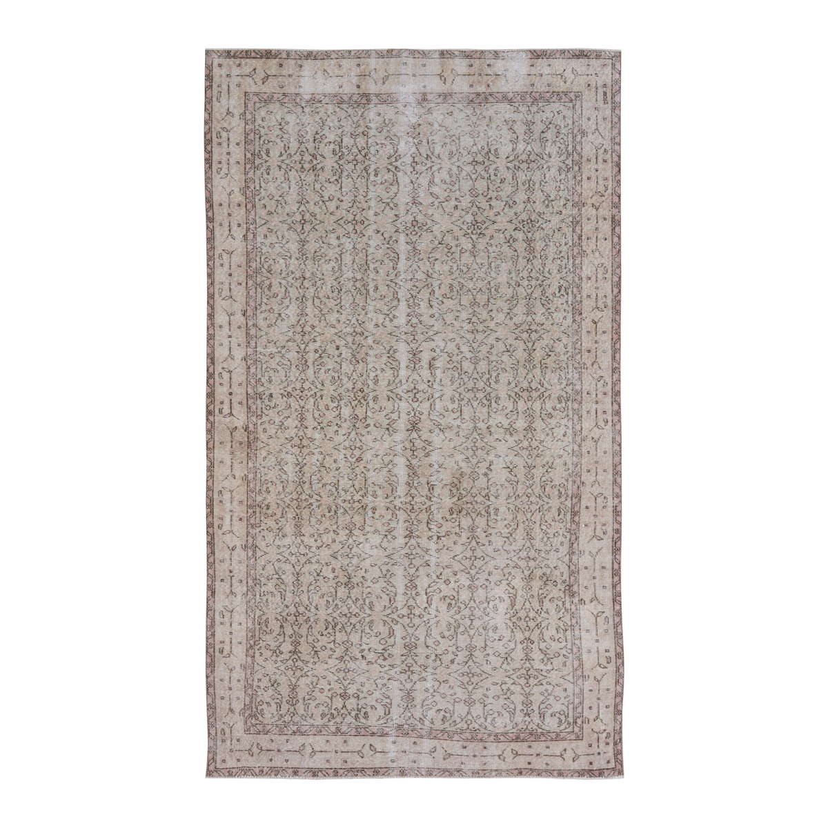 Turkish Isparta area rug in greige and taupe, 5'4" x 9'3"