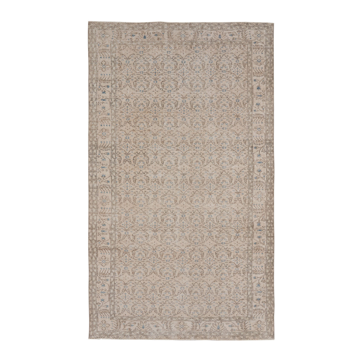 Turkish Isparta area rug in taupe and greige, 5'4" x 9'1"