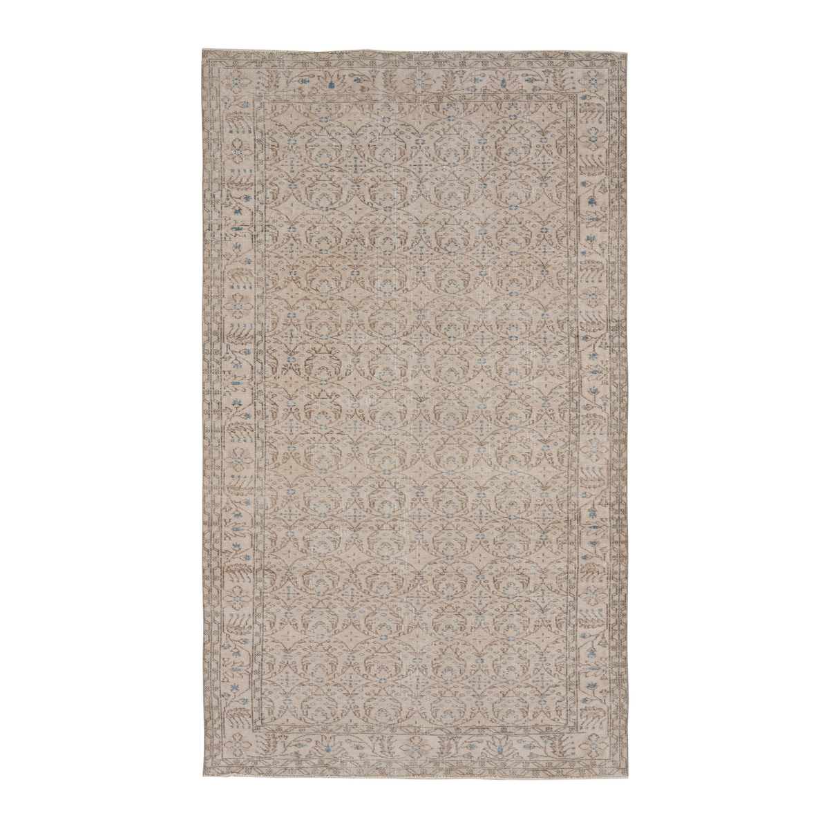 Turkish Isparta area rug in taupe and greige, 5'4" x 9'1"