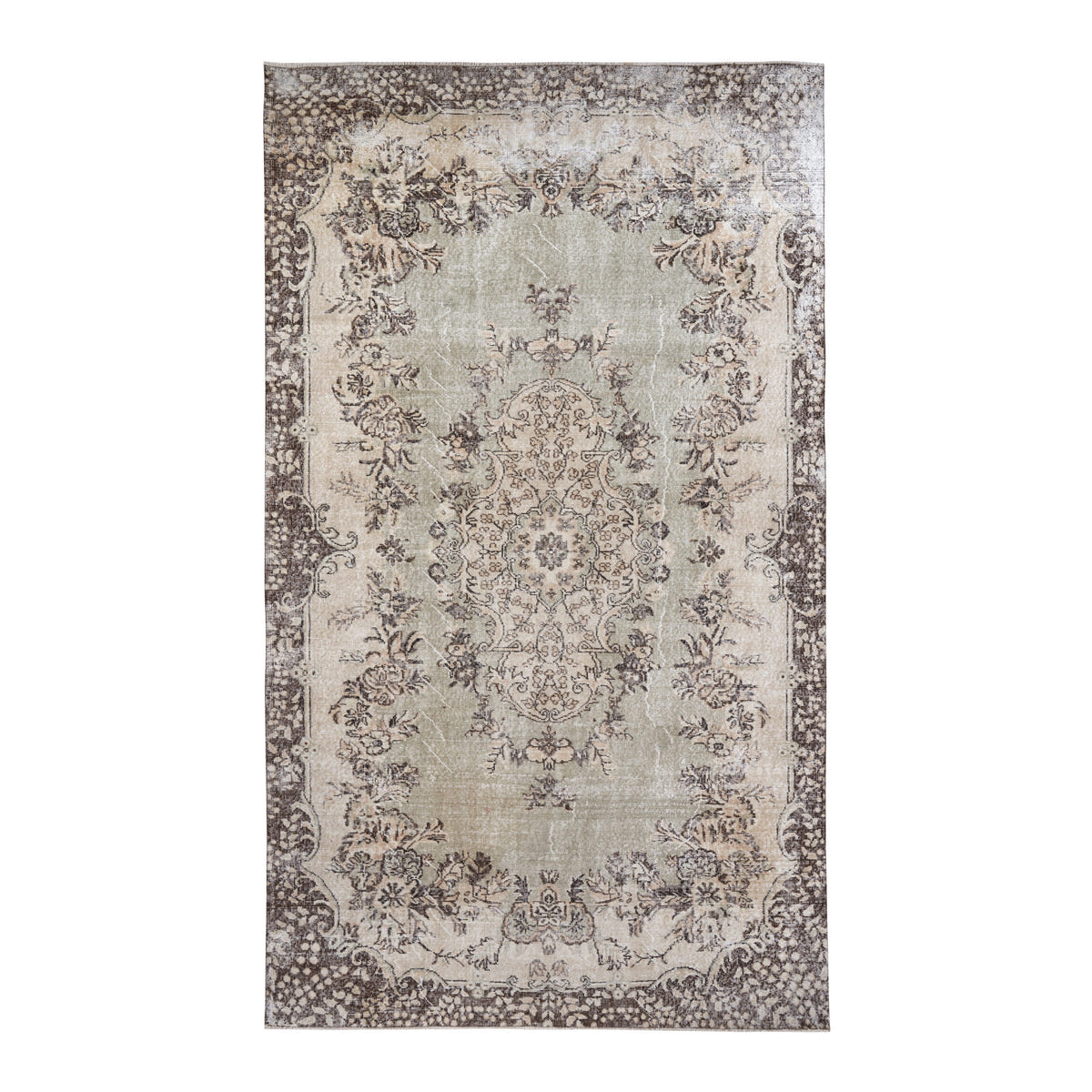 Turkish Isparta oversized rug in ivory and greige, 6'4" x 11'