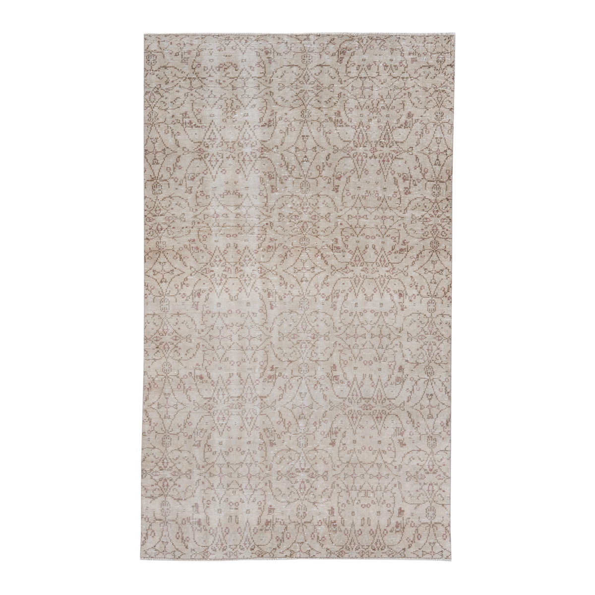 Turkish Manisa area rug in cream and muted pink, 5'2" x 8'10"