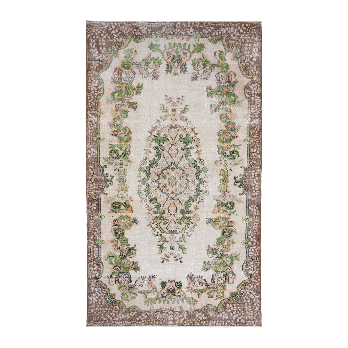 Turkish Isparta area rug in cream and greige, 5'10" x 10'