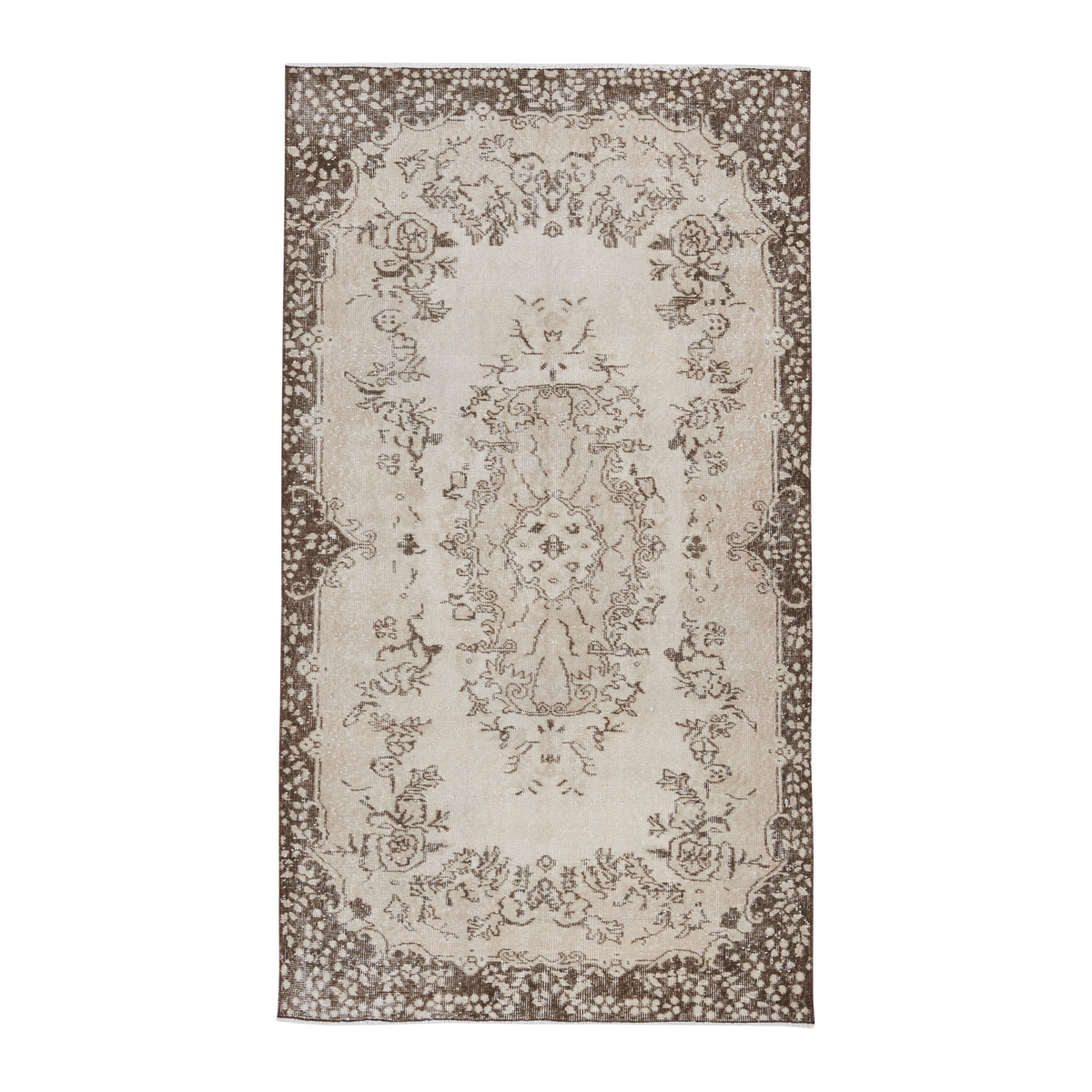 Turkish Isparta area rug in cream and smoke, 3'9" x 6'9"