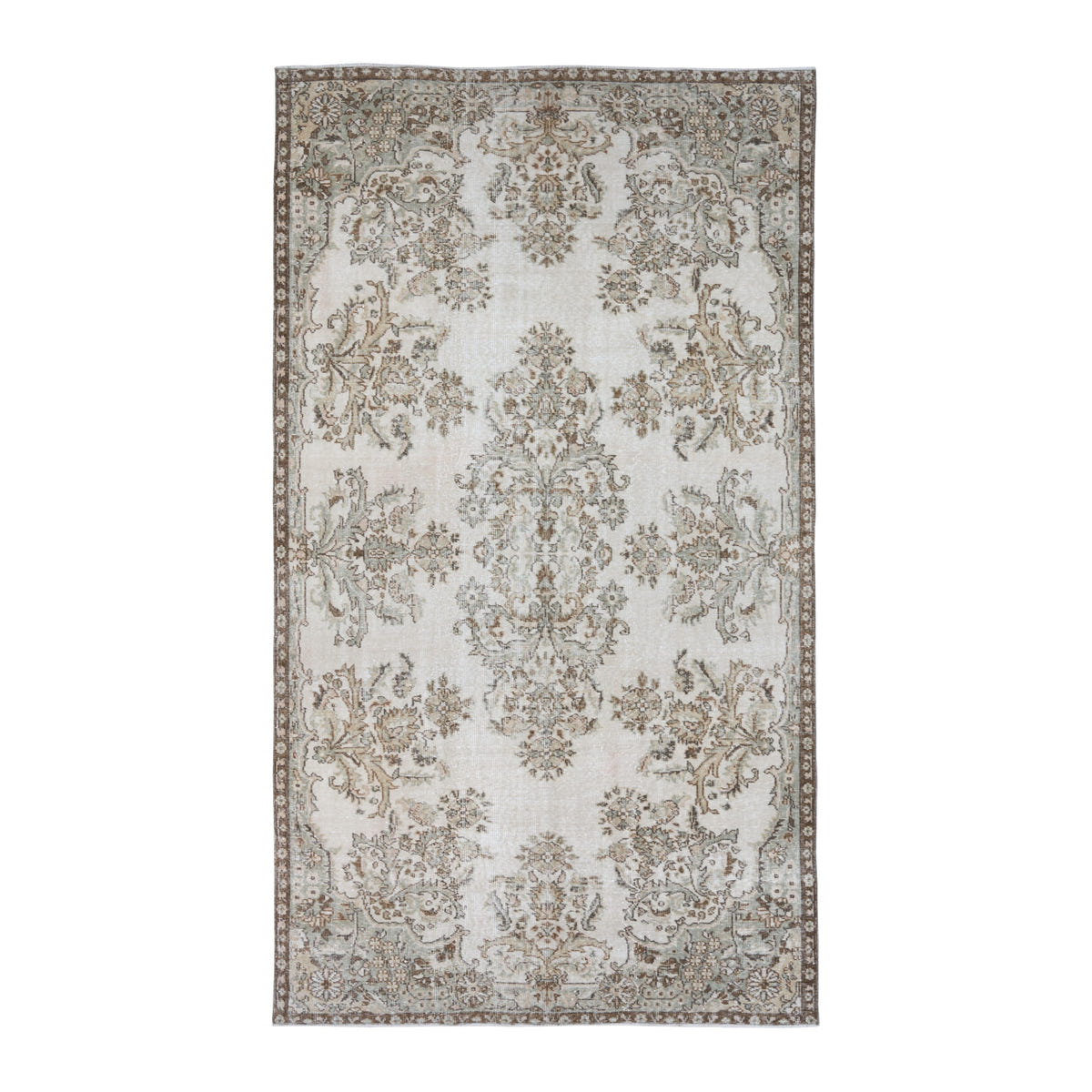 Turkish Isparta area rug in ivory and taupe, 5'5" x 9'7"