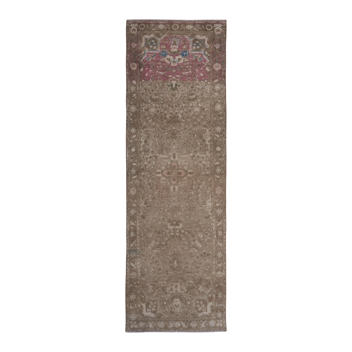 Persian Hamedan runner rug in taupe and dusty rose, 3'1" x 9'8"