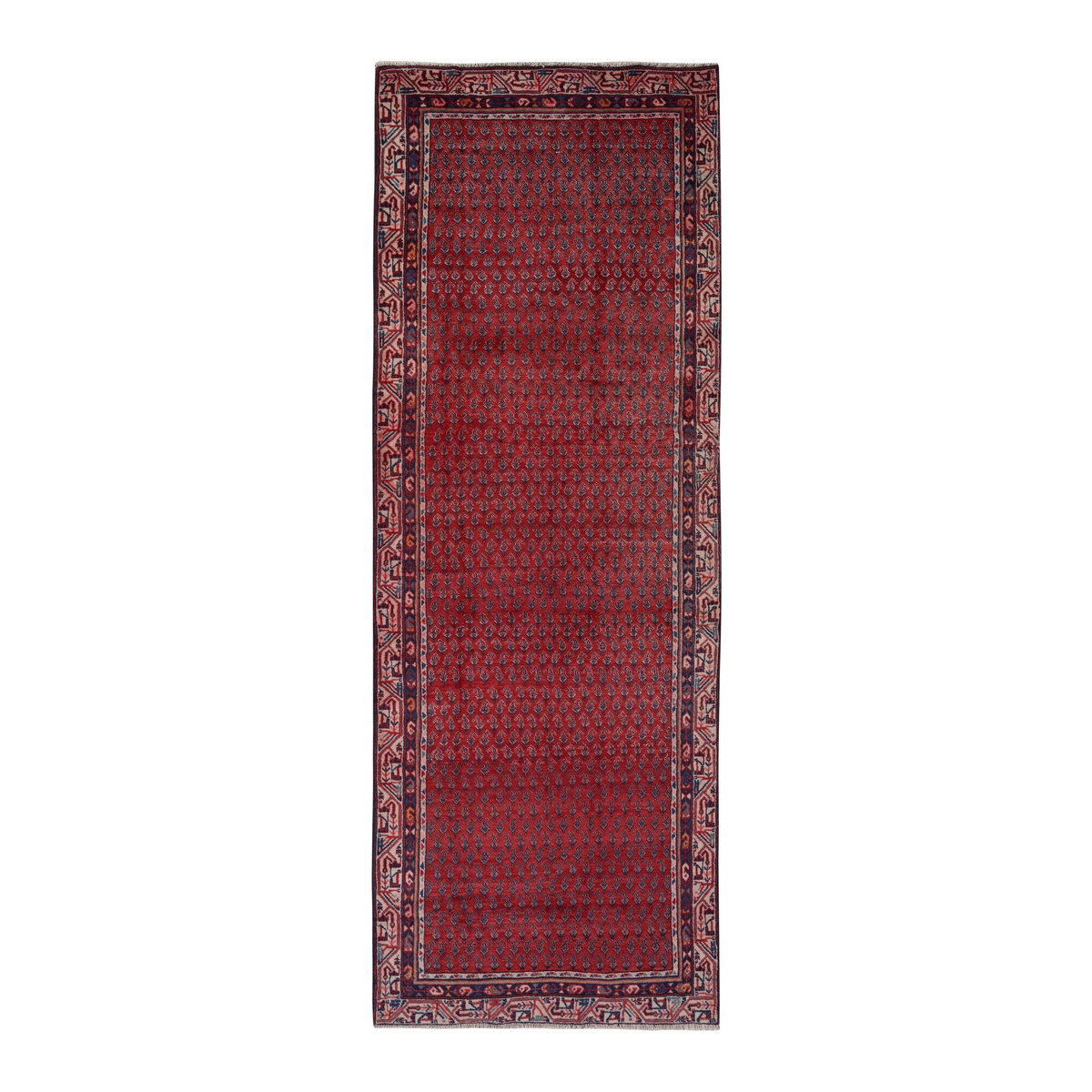 Persian Arak runner rug in deep red and burgundy, 3'11" x 10'9"