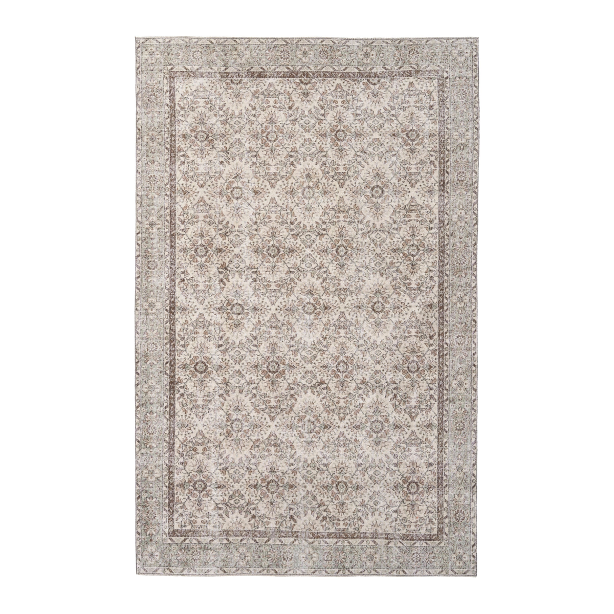 Turkish Isparta area rug in greige and taupe, 6'8" x 10'2"
