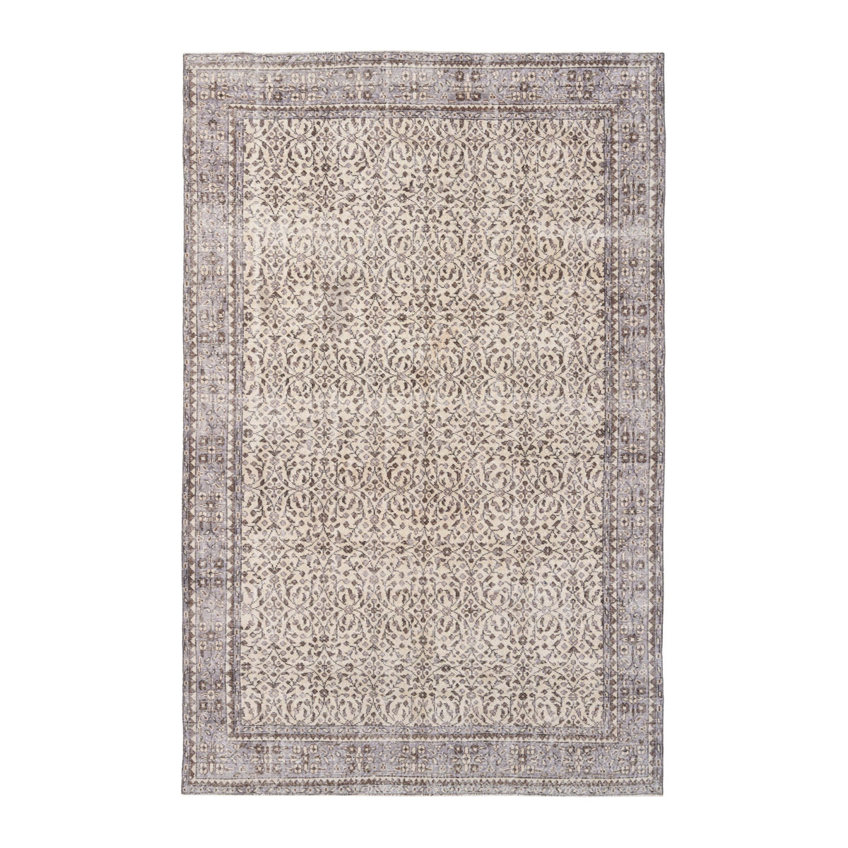 Turkish Isparta area rug in cream and greige, 6'9" x 10'4"