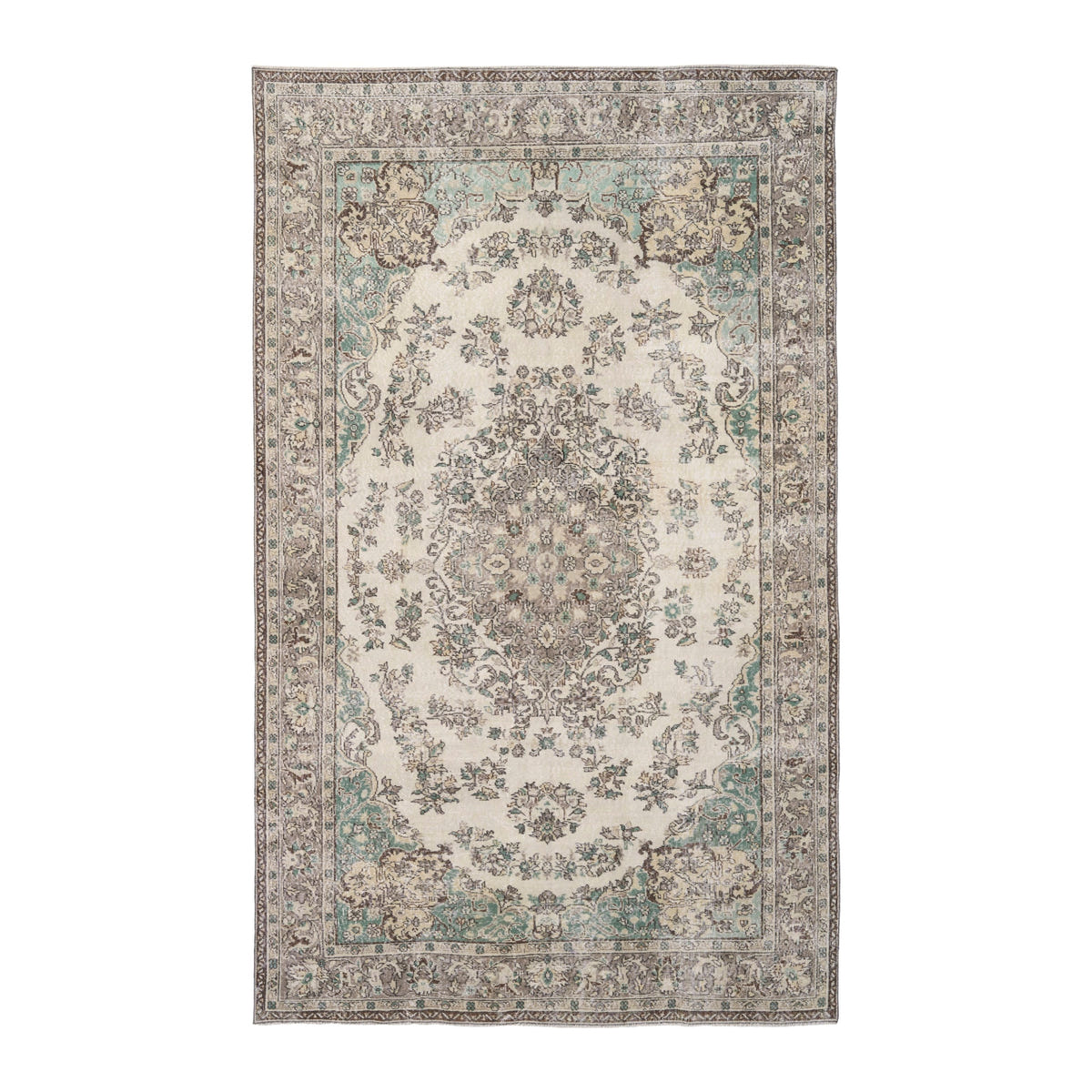 Turkish Isparta oversized rug in cream and greige, 6'8" x 10'10"