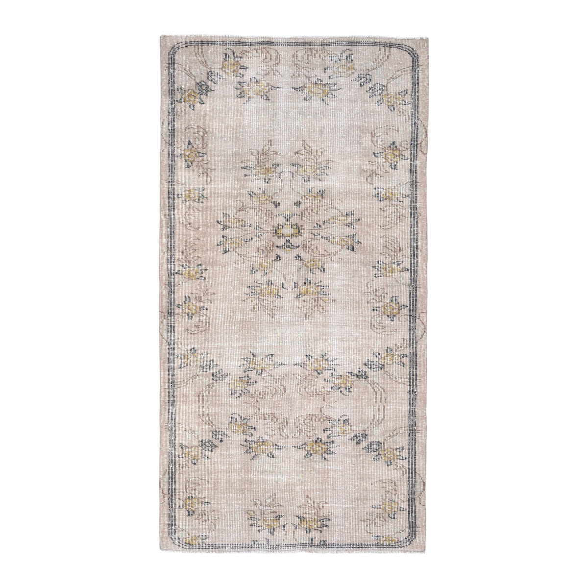 Turkish Isparta area rug in cream and straw, 3'11" x 6'11"