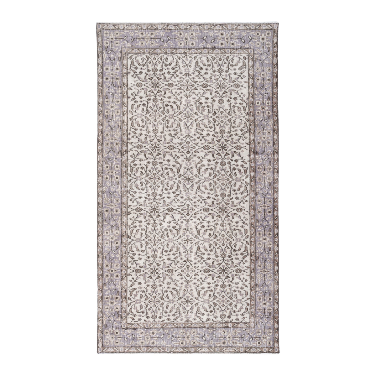 Turkish Isparta area rug in cream and dusty rose, 3'9" x 6'10"