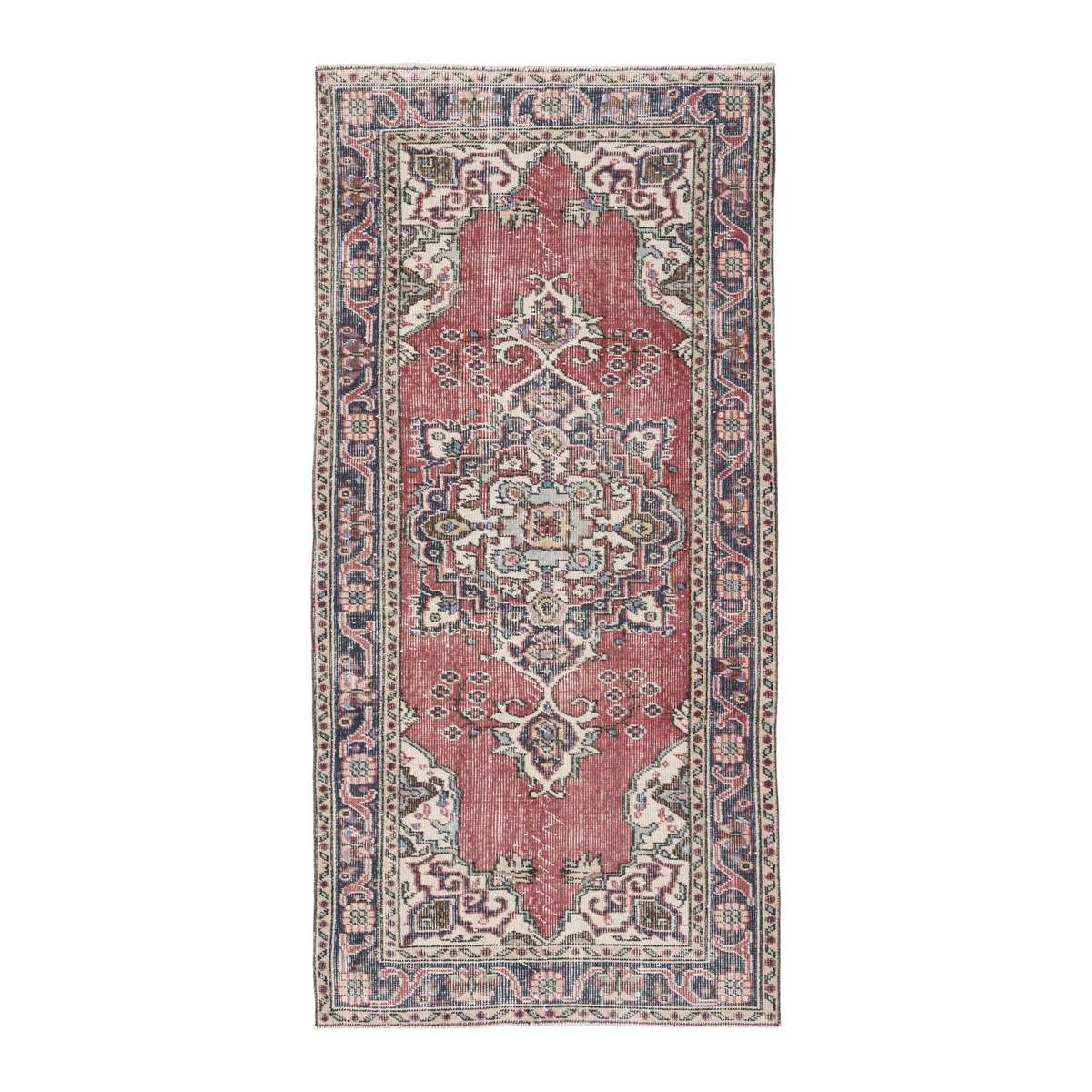 Turkish Isparta runner rug in rose and cream, 3'1" x 6'5"