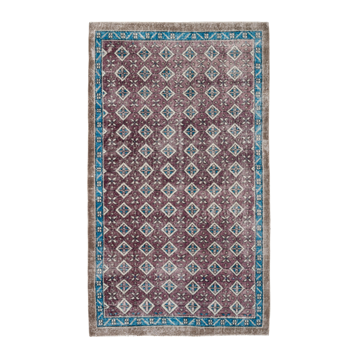 Turkish Isparta accent rug in burgundy and turquoise, 3'5" x 6'