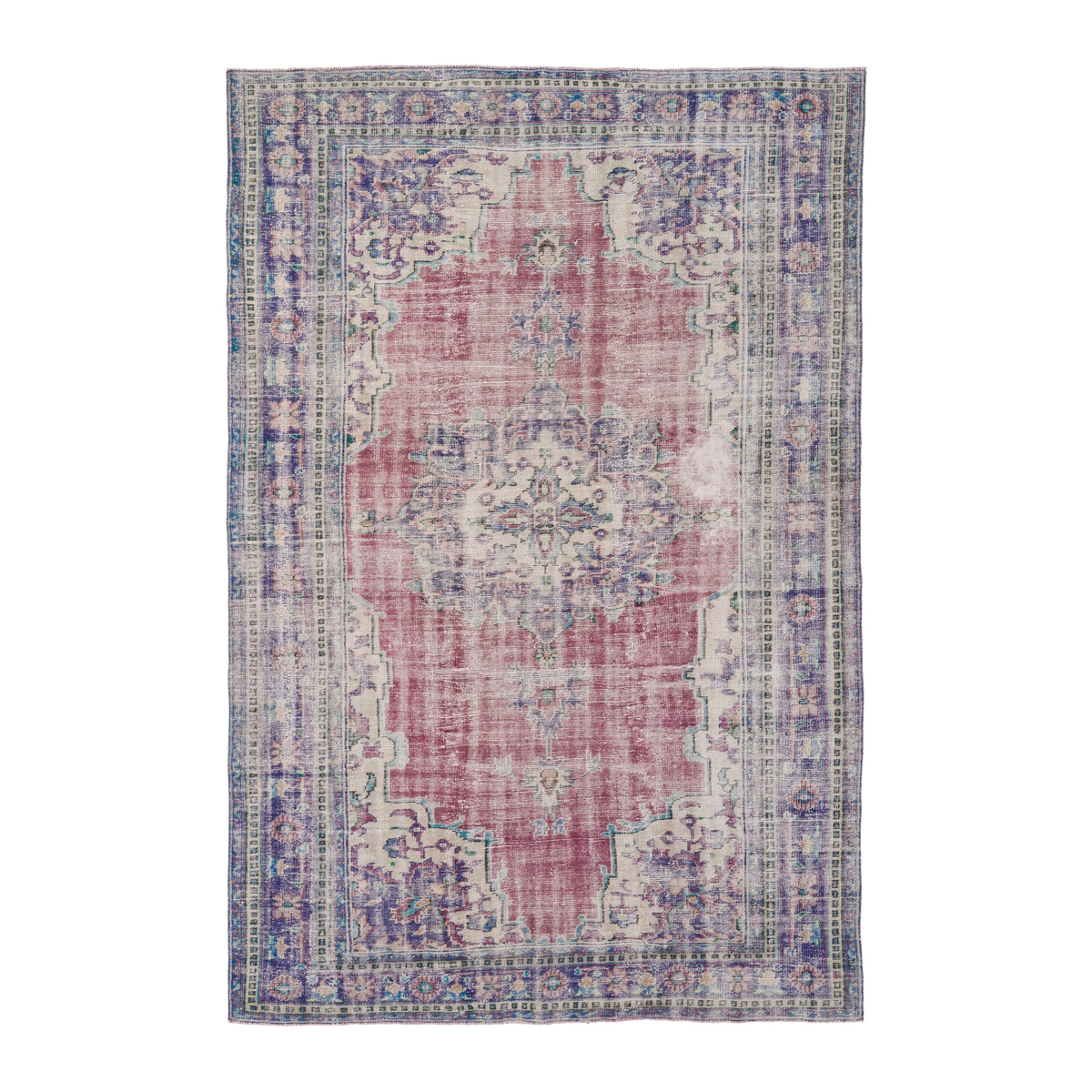 Turkish Manisa oversized rug in dusty rose and navy, 6'10" x 10'6"