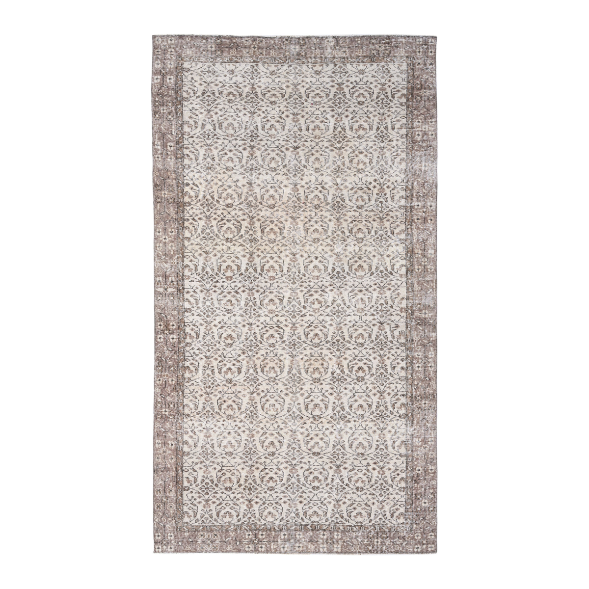 Turkish Isparta area rug in cream and greige, 5'1" x 9'3"