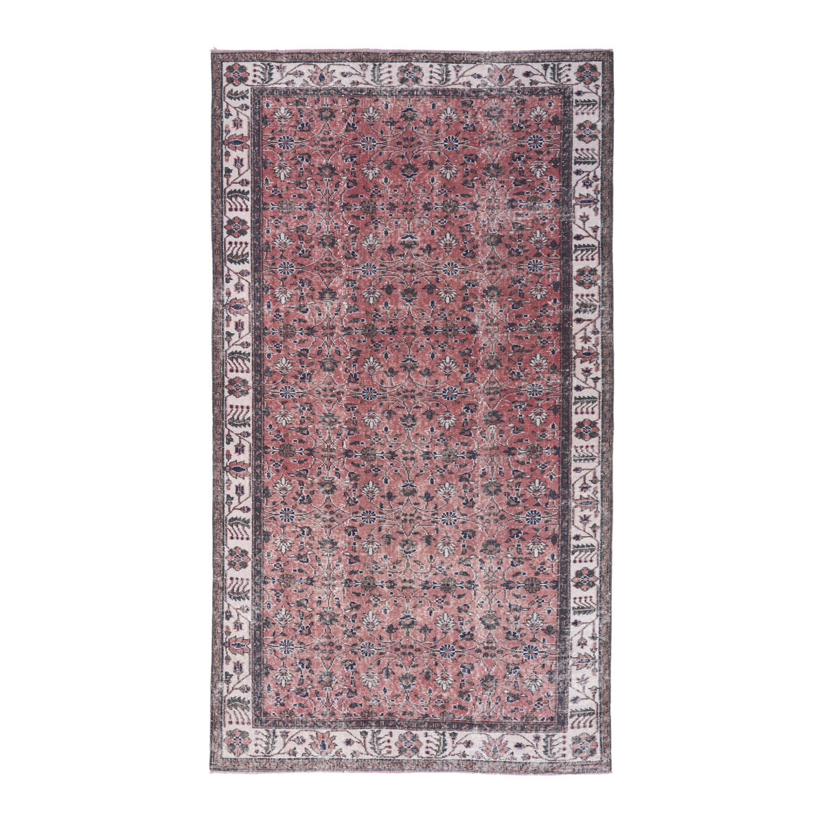Turkish Isparta area rug in rust and cream, 5'1" x 9'1"