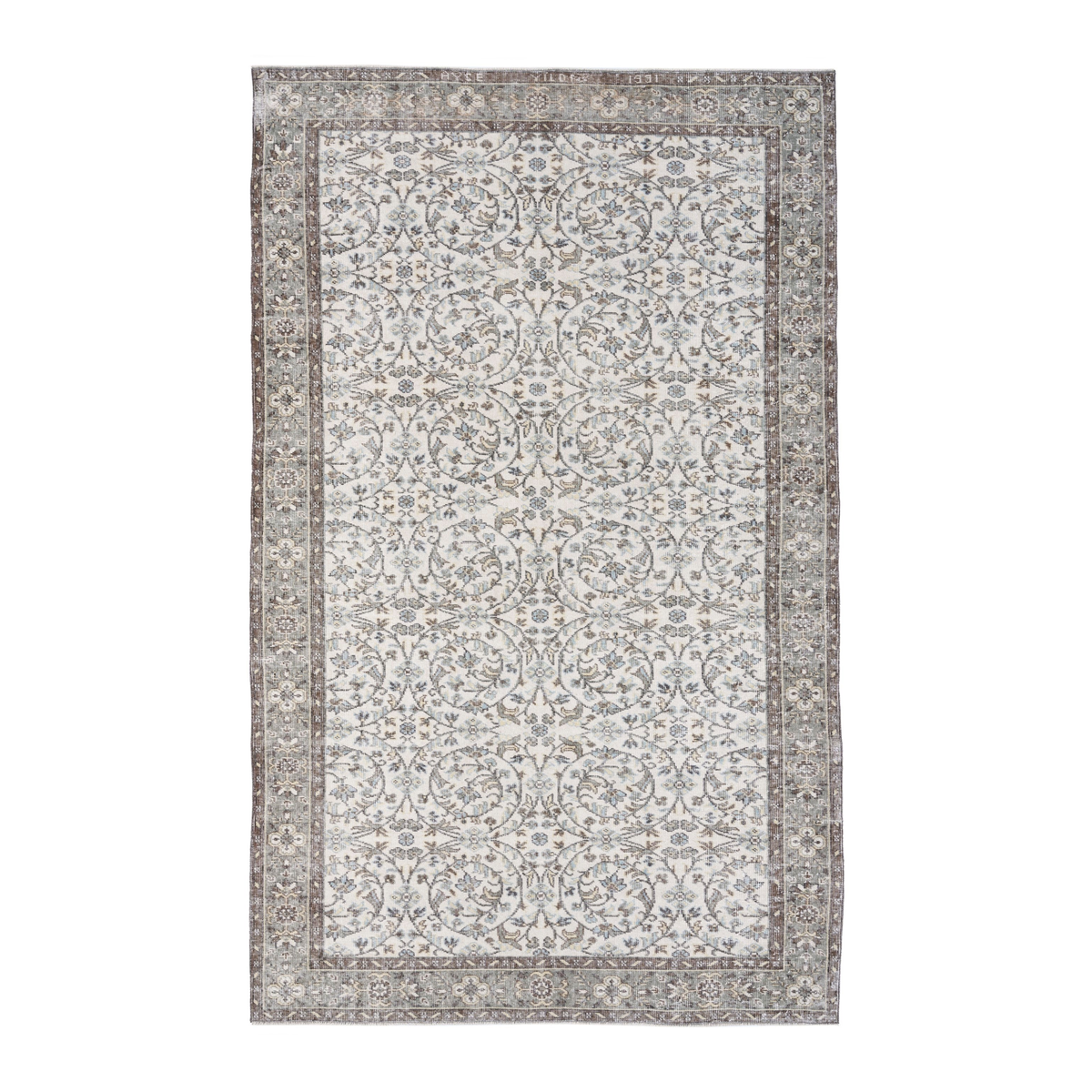 Turkish Isparta area rug in cream and taupe, 6'1" x 9'6"