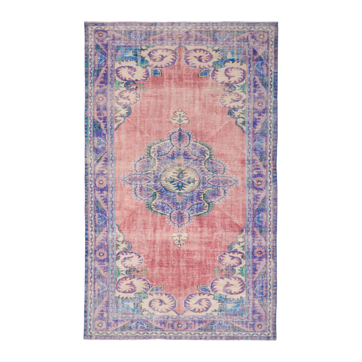Turkish Manisa area rug in dusty rose and plum, 6'4" x 10'2"