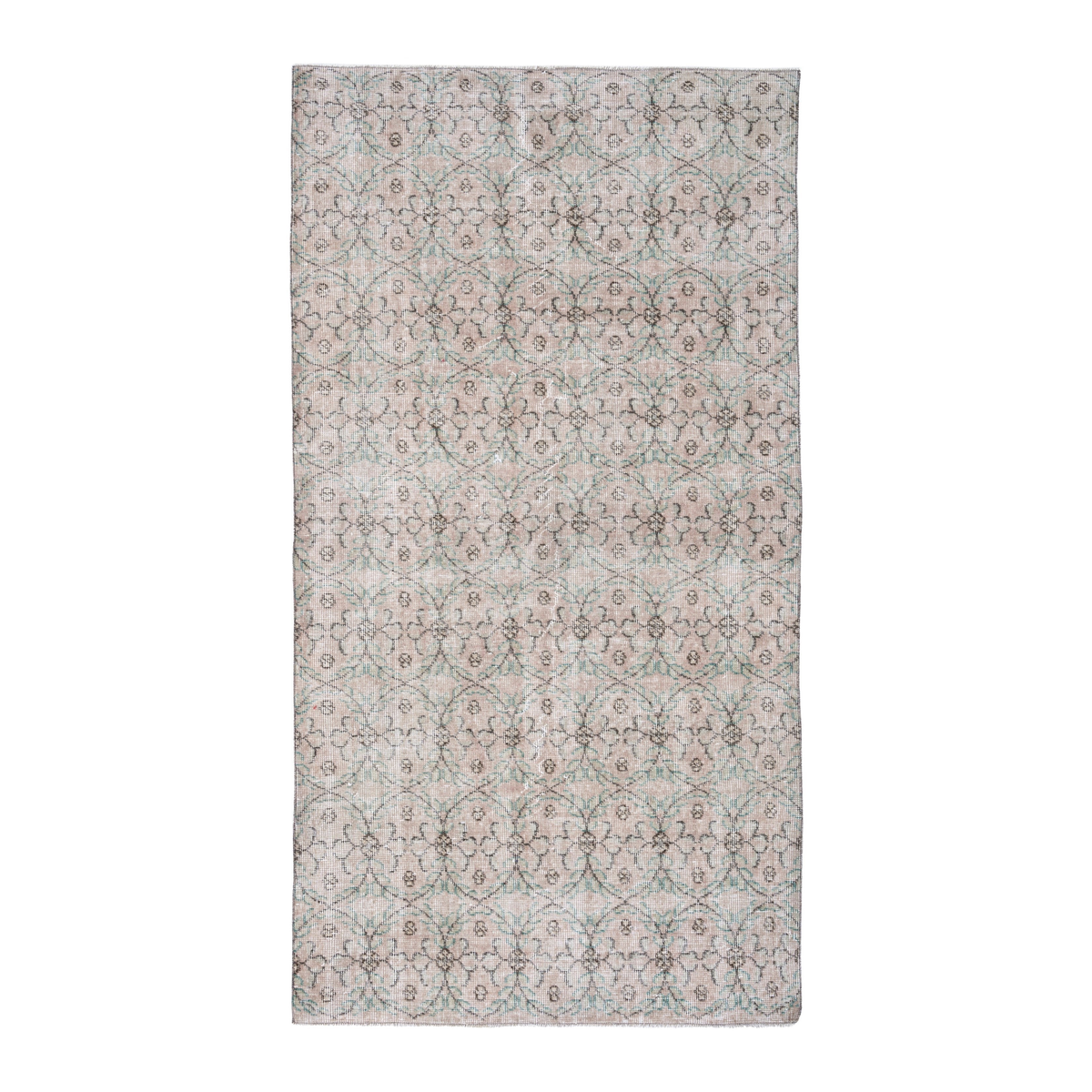 Turkish Isparta area rug in cream and dusty rose, 3'9" x 7'
